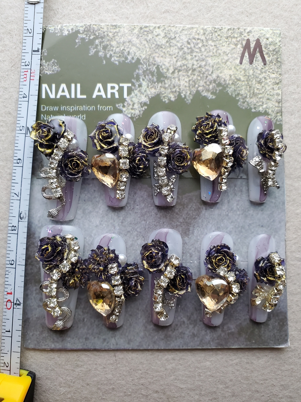 Gilded Nightshade 🐍🥀 3D Snake & Rose Press-On Nails